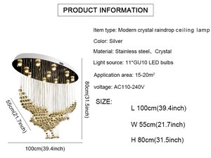 Lampadario a Sospensione con Uccelli Volanti, Progetto Alberghiero, Lampada Pendente con Cristalli e Nappe Glitterate, Lampadario Aquila in Cristallo - Product Image 2