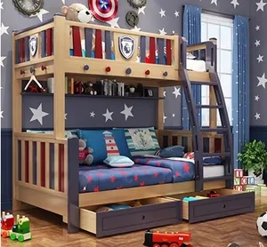 Factory Price Durable Using Wood Double Bunk Bed Children Kids Beds Bedroom Set for Kids Bedroom Furniture