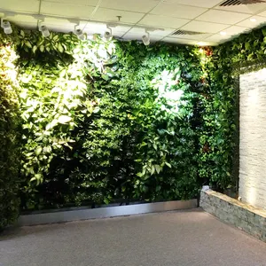 Faux plante herbe mur toile de fond panneaux verticaux feuilles système de mur vert pour plante de décoration