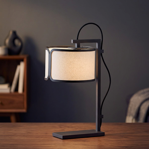 Modern Beige Linen Drum Shade <b>Table</b> <b>Lamp</b> Gold Metal <b>Base</b> E27 LED Switch Control 3500K Warm White CRI 80 Eco-Friendly Eye Caring - Product Image 3