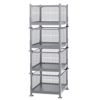 Palette en treillis métallique robuste en acier galvanisé, capacité de 500 à 2000 kg, conteneur en treillis métallique portable et pliable pour entrepôt, empilable