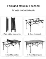 Mobilier d'extérieur Table pliante portable rectangulaire en rouleau avec sac de rangement Table de pique-nique pour camping en plein air
