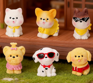 Figuras Miniatura de Resina de Animales de Dibujos Animados, Perro Caniche, Dálmata, Corgi, Cachorro, Accesorios para Acuario, Escritorio, Jardín de Hadas, Venta al Por Mayor - Product Image 5