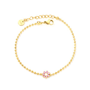 สร้อยข้อมือดอกเดซี่สำหรับผู้หญิง โซ่ทองเคลือบเงา ของขวัญเครื่องประดับแฟชั่นฤดูร้อน - Product Image 5