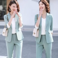 Ensemble tailleur décontracté et élégant pour femme, version fine printemps/été, style coréen, blazer gris, nouveau modèle 2026, ensemble deux pièces