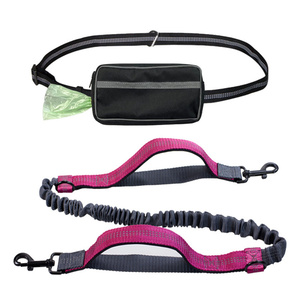 Dual Handle Elastic Bungees <strong>Retractable</strong> Rope Hands Free <strong>Dog</strong> Running <strong>Leash</strong> with Zipper Pouch - Product Image 5