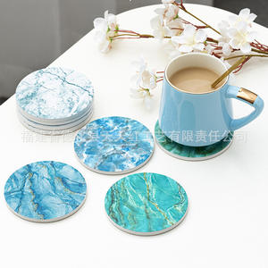 Sous-verre en céramique Fujian Dehua, motif marbre rond, coussin isolant thermique pour tasse à thé 202305 - Product Image 2