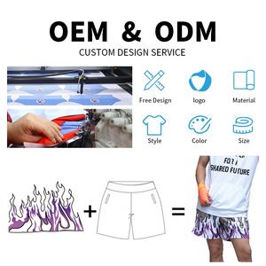 Buker Short en maille imprimé de logo personnalisé de 5 pouces Ensemble de shorts de basket-ball décontractés Flame pour hommes - Product Image 3