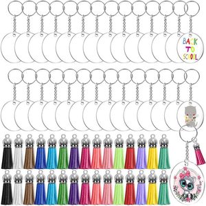 Tự làm rõ ràng Acrylic chìa khóa xe Mặt dây chuyền thiết kế Keychain Acrylic thăng hoa khoảng trống dễ thương móc chìa khóa trái tim thẻ với vòng tua - Product Image 1