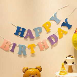 Bannière d'anniversaire en feutre couleur macaron DAMAI, guirlande décorative populaire pour fête, fournitures pour 1er anniversaire et accessoires de photomaton - Product Image 3