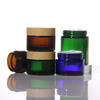 Botol Sampel Krim Kaca Mini Kecil, Wadah Perawatan Kulit Portabel untuk Perjalanan, Pot Kosmetik Transparan Amber Hijau dengan Lapisan Dalam