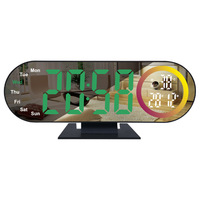 Réveil de bureau LED minimaliste transfrontalier avec éclairage d'ambiance, affichage numérique multifonctionnel et design créatif effet miroir