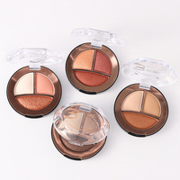 Palette de fards à paupières 3 couleurs, mat et scintillant, mélangeable, couleur nude, mini cosmétique portable pour le maquillage quotidien