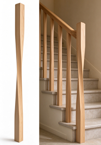 Rampe d'escalier minimaliste en bois massif avec balustres torsadés pour un design d'escalier moderne - Product Image 3