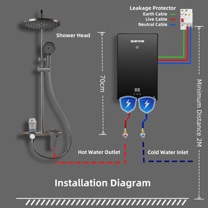 Chauffe-eau instantané intelligent 5000W pour la maison, la douche électrique pour la maison, le garage, le camping-car, la voiture, l'hôtel, utilisation en extérieur, <span class=keywords><strong>chauffage</strong></span> rapide, économie d'énergie - Product Image 6