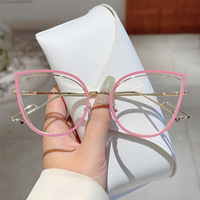 Gafas LG47 de estilo europeo americano inspiradas en Instagram, con diseño hueco, efecto ojo de gato, bisagras de resorte y lentes con filtro de luz azul, aptas para lentes graduadas.