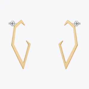Original Design 18K Gold Plated Stainless Steel Jewelry New In Geometric Piercing V Shape Ear Stud For Women Earrings E221465