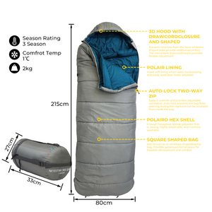 Sac de couchage d'hiver unisexe E-RIKE 210T en polyester imperméable, sac de couchage thermique personnalisé pour le camping par temps froid, pour l'extérieur - Product Image 2