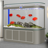 Aquarium pour poissons rouges à double cercle intégré avec verre thermofréssé et filtration par le fond