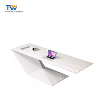Bureau de direction en bois blanc brillant simple personnalisé pour le bureau à domicile