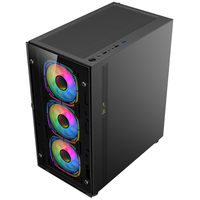 AntarcChill Factory Custom Black ATX Tempered Glass PC Gaming Computer Cases & Full Towers Desktop Cover Pc case Atx Horizontal