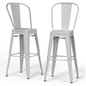 Tabouret de bar Db Fletcher 24 pouces en métal blanc, hauteur comptoir, design industriel, style moderne pour bars, mobilier commercial - Product Image 1