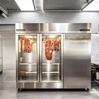 Congélateur vertical à viande Unitech 3500L pour cuisine commerciale, en acier inoxydable, à quatre portes, à température unique, avec éclairage LED