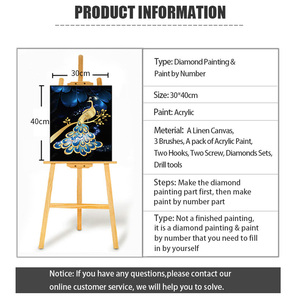 2023 nuevo producto moderno Pavo Real diamante pintura marco DIY aceite Digital pintura números lienzo soporte Base paisaje para adultos - Product Image 3