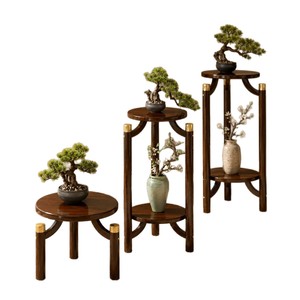 Soporte de madera maciza para flores, venta al por mayor de fábrica, soporte redondo retro simple para interiores, soporte para bonsáis, estante para flores, estante de almacenamiento - Product Image 5