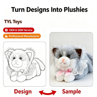 Figurine de chat mignonne en peluche, style couché, service de personnalisation OEM, fabriquée à partir d'images, avec poils longs et rembourrage en coton PP.