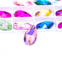 Strass en verre polychrome en gros, cristaux AB, à coudre sur les vêtements, gouttelettes plates, strass en verre à coudre pour robes de femmes