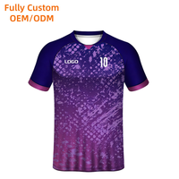 Kaos Sepak Bola Sublimasi Kustom Gradasi Ungu, Cepat Kering, Bernapas, Berkualitas Tinggi untuk Tim Klub