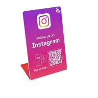 Carte NFC 213 Mini Tag en forme de L avec code QR, panneau de table RFID 13,56 MHz pour paiement et avis Google, avec fonctionnalité Google Reviews NFC