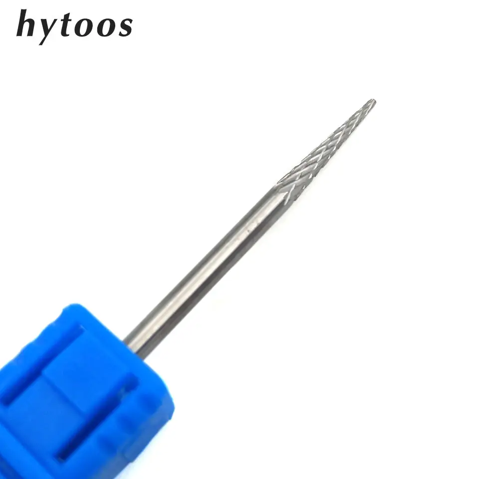 HYTOOS Spear Tungsten Carbide Nail Drill Bit 3/32 "Rotary Cuticle Burr Bits For Manicure Drill Accessories Nail Tools
