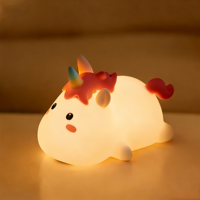 Lampe de chevet en silicone licorne mignonne, rechargeable par USB, avec capteur tactile, 7 couleurs, intensité réglable, pour chambre d'enfant, décoration de chambre à coucher