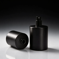 Flacon de parfum en verre noir mat de luxe, cylindrique, 30 ml, 50 ml, 100 ml, flacons vaporisateurs ronds à col serti, emballage cosmétique