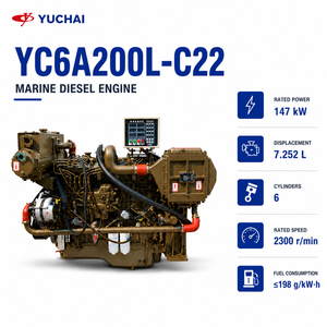 Motor diésel marino SCDC Yuchai serie YC6A de <span class=keywords><strong>4</strong></span> tiempos y 6 cilindros YC6A200L-C22 para barco de carga y grupo electrógeno - Product Image 1