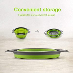 Conjunto de filtro de cozinha de <span class=keywords><strong>silicone</strong></span> redondo dobrável, escorredor para uso doméstico, dreno de massas, legumes e frutas