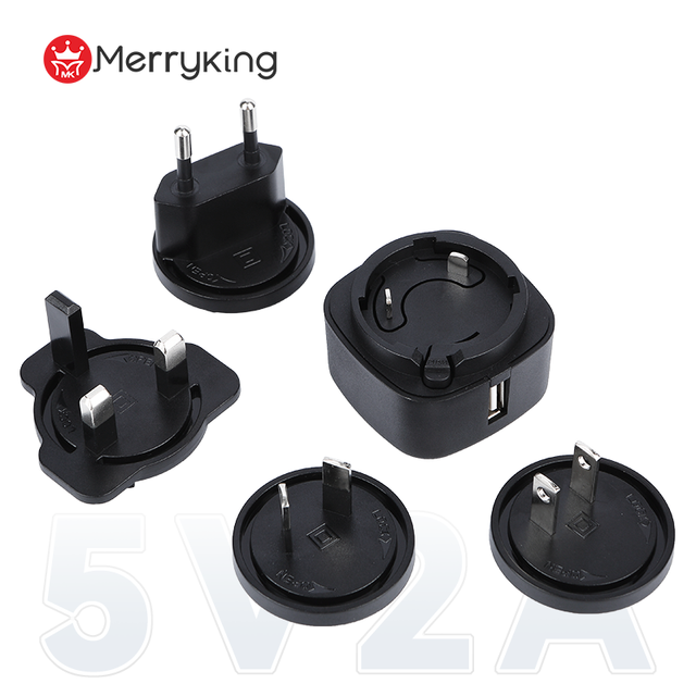 US JP EU UK AU Interchangeable AC Plug Power Adapter 5V 1A 2A 2.5A USB Port Charger for Digital Photo Frame