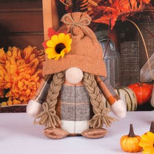 ของตกแต่งเทศกาลเก็บเกี่ยวใหม่ ตุ๊กตาดอกทานตะวันไร้หน้า สำหรับตกแต่งโต๊ะและหน้าต่าง - Product Image 4