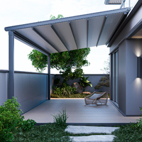 Pérgola Bioclimática Eléctrica Retráctil Personalizada, Moderna para Espacios de Jardín, Resistente al Viento, Impermeable, Protección UV, Control de Sombra