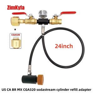 Estación de Recarga de CO2 para Cilindro Carbonatador Sodastream Tr21-4 con Manómetro de 250 Bares, Manguera Negra de 24 Pulgadas - Product Image 5