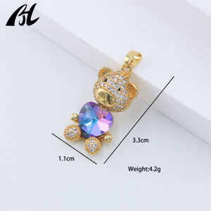 סיטונאי אופנתי לבן 18 קארט מצופה זהב מיקרו קריסטל, שרשרת זהב צבעוני פליז תליון יהלומים <span class=keywords><strong>rhinestone</strong></span> - Product Image 3