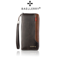 Dompet Pria Baellerry Panjang Baru RFID Dompet Bisnis Multi-slot dengan Ritsleting Kontras Warna Berkualitas Tinggi Dompet Berkapasitas Besar untuk Pria