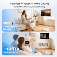 Écran intelligent portable de 22, 24 et 32 pouces avec roulettes, téléviseur intelligent mobile, moniteur tactile sans fil pour la diffusion en direct