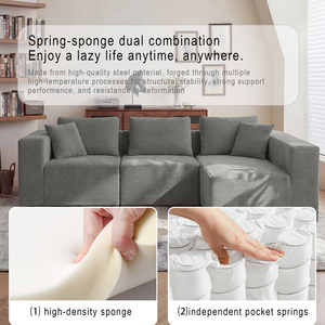 Sofá Seccional de Corduroy Estilo Nube, Tapizado, Modular, con Asiento Ajustable para Sala de Estar o Apartamento - Product Image 6