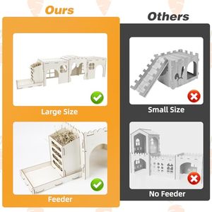 Conejitos extra grandes, conejillo de indias, <span class=keywords><strong>Chinchilla</strong></span>, <span class=keywords><strong>Castillo</strong></span> de conejitos de madera y escondite con comedero de heno - Product Image 4