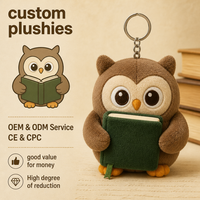 Porte-clés en peluche Hibou Lecteur Designer, Mascotte de blogueur littéraire en peluche