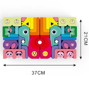 Ensemble de blocs de construction en bois arc-en-ciel pour enfants, Puzzle créatif, jouet modifiable, jouets éducatifs précoces pour bébé - Product Image 6