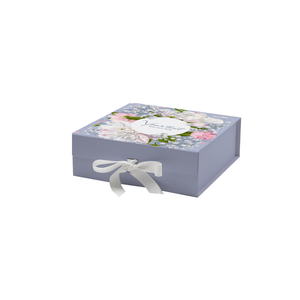 Boîte cadeau en carton pliable de luxe avec logo personnalisé pour robes, perruques, t-shirts, chaussettes, fourrures, fermeture magnétique, ruban en feuille métallisée - Product Image 1